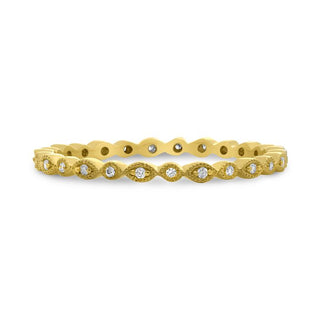 14K White, Yellow or Rose Gold 0.07cttw Diamond Marquise & Dot Eternity Band