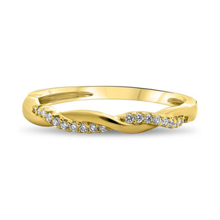 Gold ring with small diamonds on a white background