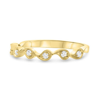 Anillo en forma de lágrima con diamantes milgrain de 0,12 quilates en oro blanco, amarillo o rosa de 14 quilates 
