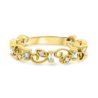 Banda de desplazamiento de hiedra con diamantes de 0,16 quilates en oro blanco, amarillo o rosa de 14 quilates 