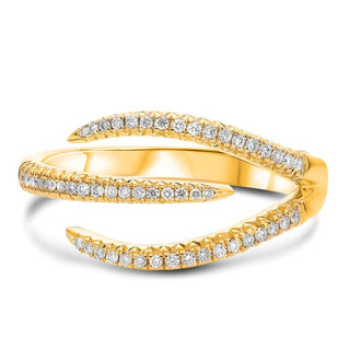 Gold ring with diamonds on a white background