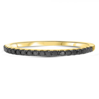 Banda de pavé de diamantes negros de 0,17 quilates en oro blanco, amarillo o rosa de 14 quilates