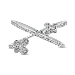 Anillo de mariposa de diamantes de 0,20 quilates en oro blanco, amarillo o rosa de 14 quilates 
