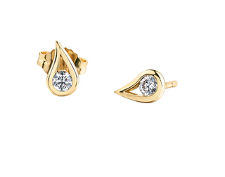 Pendientes de oro amarillo de 14 quilates con diamantes canadienses brillantes redondos de 0,08 a 0,16 quilates