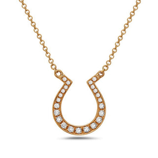 Colgante de herradura de diamantes de 0,12 quilates en oro amarillo de 14 quilates, 18"