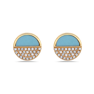 Pendientes de oro amarillo de 14 quilates con turquesa de 0,46 quilates y diamantes de 0,12 quilates