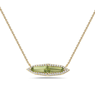Collar de oro amarillo de 14 quilates con peridoto de 1,14 quilates y diamantes de 0,18 quilates - 18 pulgadas