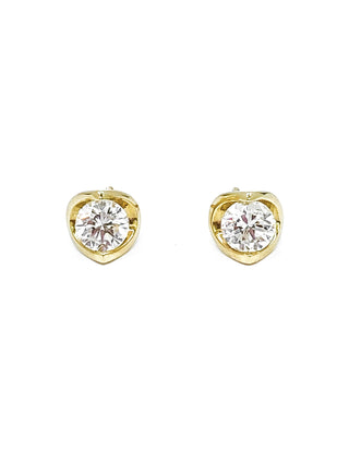 14K Yellow Gold 0.40 cttw Canadian Diamond Mezza Luna Earrings with Screw Backs
