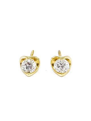 14K Yellow Gold 0.40 cttw Canadian Diamond Mezza Luna Earrings with Screw Backs