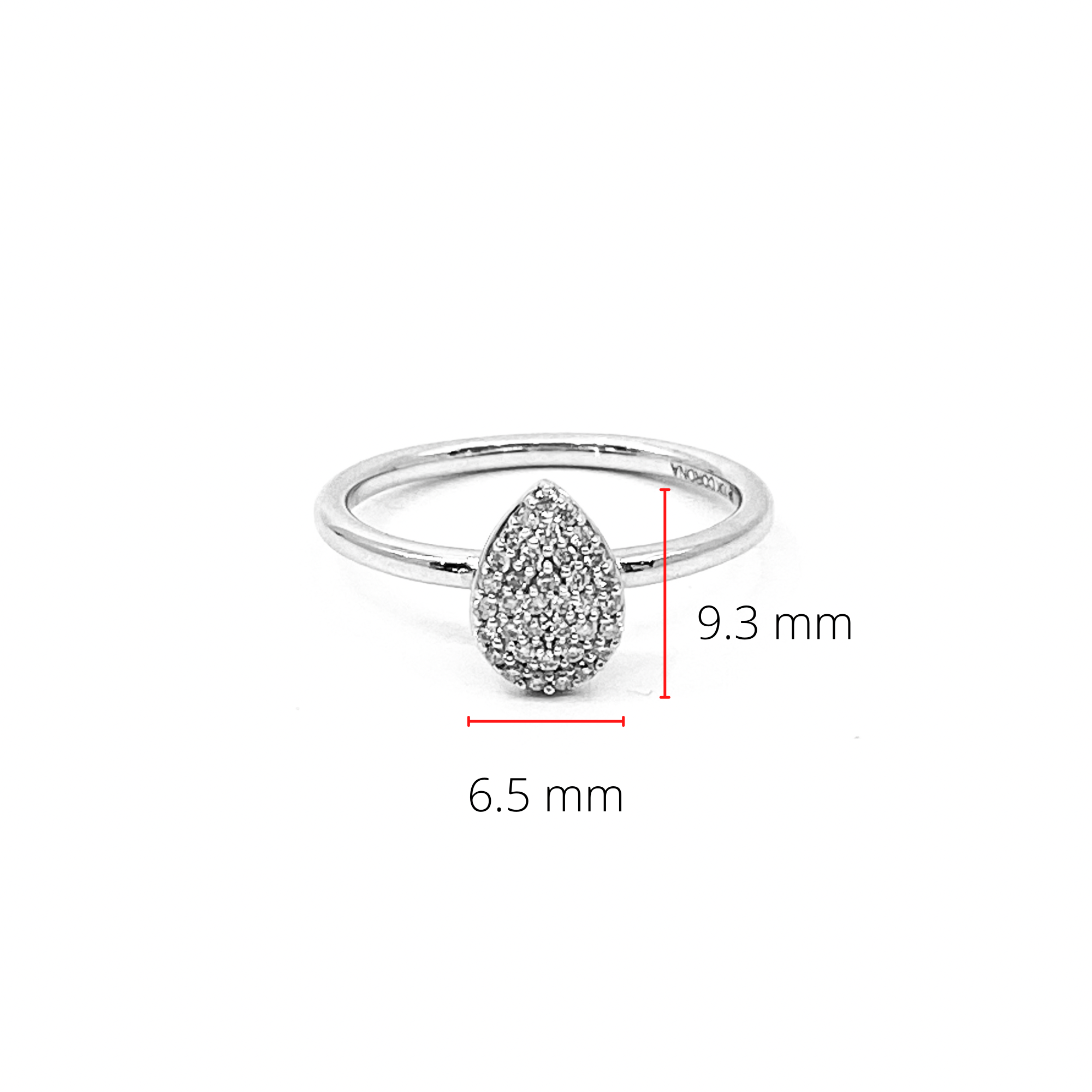 10K White Gold 0.15cttw Pave Pear Shape Diamond Engagement Ring - / 4.5