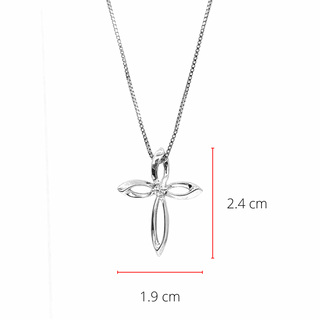 Colgante de cruz de diamantes de plata de ley de 0,075 quilates, 18"