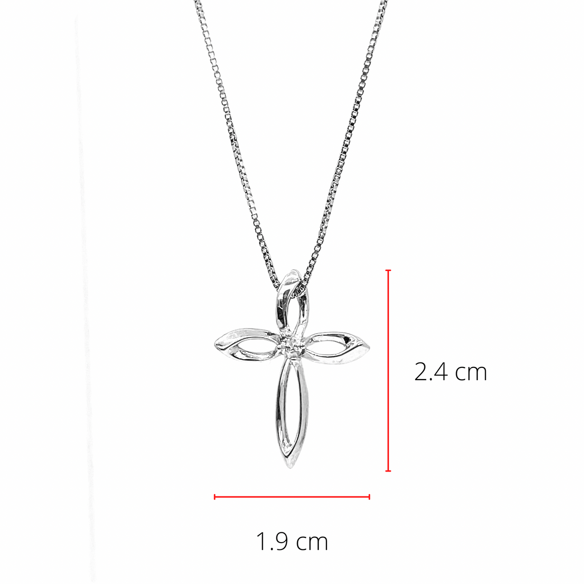 Sterling Silver 0.075cttw Diamond Cross Pendant, 18&quot;