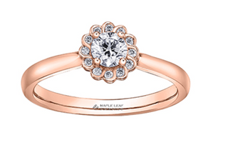 Anillo de diamantes redondos brillantes de 0,30 a 0,90 quilates en oro rosa de 18 quilates y aleación de paladio (hipoalergénico)