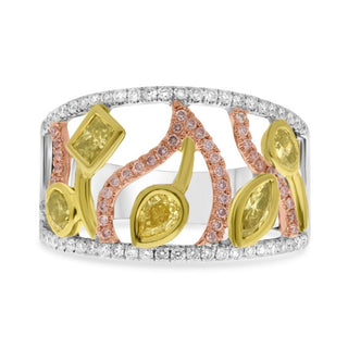 Elegant ring with gold and rose gold elements on a white background