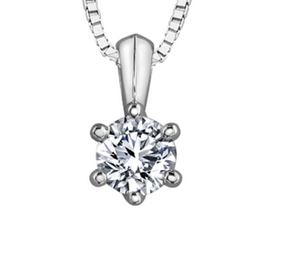 18K White Gold & Palladium Alloy(hypoallergenic) 0.10-0.25cttw Canadian Diamond Pendant