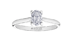 18K White Gold & Palladium Alloy (hypoallergenic) 0.30-1.00cttw Oval Cut Canadian Diamond Engagement Ring