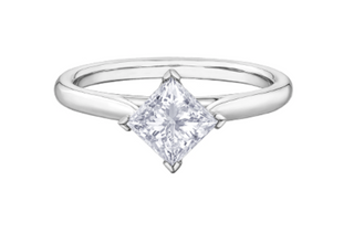 18K White Gold & Palladium Alloy (hypoallergenic) 0.30-1.00cttw Princess Cut Canadian Diamond Engagement Ring