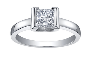 18K White Gold & Palladium Alloy (hypoallergenic) 0.40-1.00cttw Princess Cut Canadian Diamond Engagement Ring