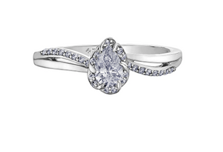 18K White Gold Palladium Alloy (hypoallergenic) 0.40cttw Pear Shape Canadian Diamond Engagement Ring