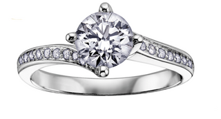 18K White Gold & Palladium Alloy (hypoallergenic) 0.45-1.15cttw Canadian Diamond Engagement Ring