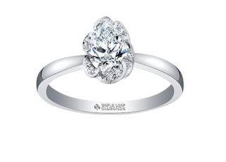 18K White Gold Palladium Alloy (hypoallergenic) 0.46-0.56cttw Pear Shape Canadian Diamond Engagement Ring