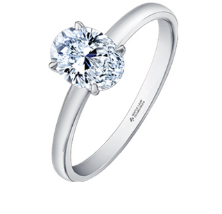 18K White Gold & Palladium Alloy (hypoallergenic) 0.50-1.00cttw Oval Shape Canadian Diamond Engagement Ring