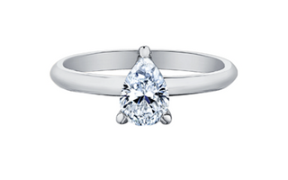 18K White Gold & Palladium Alloy (hypoallergenic) 0.50-1.00cttw Pear Shape Canadian Diamond Engagement Ring