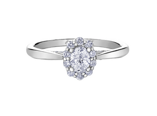 18K White Gold & Palladium Alloy (hypoallergenic) 0.50cttw Canadian Oval Shape Diamond Engagement Ring