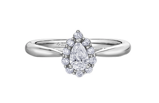 18K White Gold & Palladium Alloy (hypoallergenic) 0.50cttw Canadian Pear Shape Diamond Engagement Ring