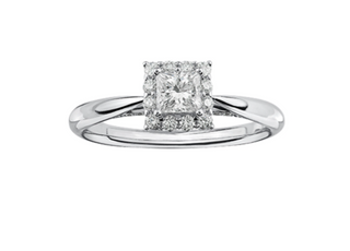 18K White Gold & Palladium Alloy (hypoallergenic) 0.50cttw Princess Canadian Diamond Engagement Ring