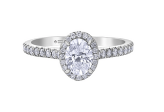 18K White Gold & Palladium Alloy (hypoallergenic) 0.54-1.32cttw Canadian Oval Shape Diamond Engagement Ring