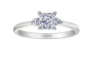 18K White Gold & Palladium Alloy (hypoallergenic) 0.58ttw Princess Cut Canadian Diamond Engagement Ring