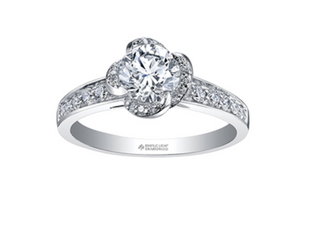 18K White Gold Palladium Alloy (hypoallergenic) 0.60-1.35cttw Round Brilliant Canadian Diamond Engagement Ring