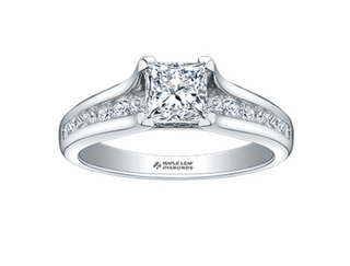 18K White Gold & Palladium Alloy (hypoallergenic) 0.65-1.50cttw Princess Cut Canadian Diamond Engagement Ring