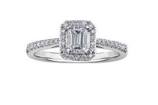 18K White Gold & Palladium Alloy (hypoallergenic) 0.70cttw Canadian Diamond Engagement Ring