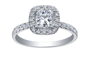 18K White Gold & Palladium Alloy (hypoallergenic) 0.71-1.61cttw Princess Cut Canadian Diamond Engagement Ring