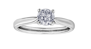 18K White Gold & Palladium Alloy (hypoallergenic) 0.73cttw Round Brilliant Canadian Diamond Engagement Ring