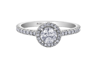 18K White Gold & Palladium Alloy (hypoallergenic) 0.76-1.32cttw Canadian Round Shape Diamond Engagement Ring