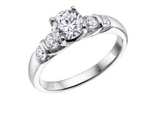Silver ring with a diamond on a white background