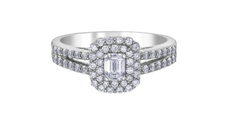 18K White Gold & Palladium Alloy (hypoallergenic) 0.80cttw Canadian Emerald Diamond Engagement Ring