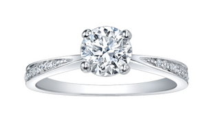 18K White Gold & Palladium Alloy (hypoallergenic) 0.99cttw Canadian Diamond Engagement Ring