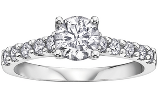 18K White Gold & Palladium Alloy (hypoallergenic) 1.00cttw Canadian Diamond Engagement Ring