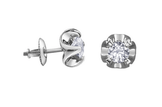 18K White Gold & Palladium Alloy (hypoallergenic) 1.00cttw Canadian Diamond Stud Earrings