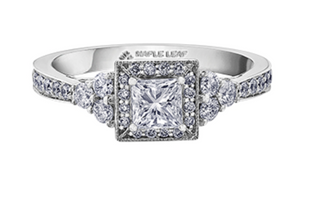 Anillo de diamantes con halo de princesa de 1,00 quilates en oro blanco de 18 quilates y aleación de paladio (hipoalergénico)