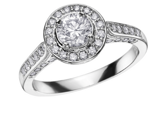 18K White Gold & Palladium Alloy (hypoallergenic) 1.05cttw Canadian Diamond Engagement Ring