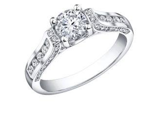 18K White Gold & Palladium Alloy (hypoallergenic) 1.10cttw Canadian Diamond Engagement Ring