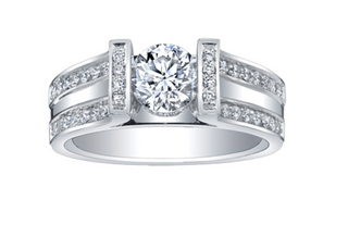 18K White Gold & Palladium Alloy (hypoallergenic) 1.23cttw Canadian Diamond Engagement Ring