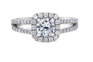 18K White Gold & Palladium Alloy (hypoallergenic) 1.25cttw Canadian Diamond Engagement Ring