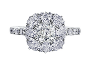 Anillo de oro blanco de 18 quilates/aleación de paladio (hipoalergénico) de 1,50 a 2,31 quilates con halo de diamantes de talla cojín