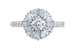 Anillo de oro blanco de 18 quilates/aleación de paladio (hipoalergénico) de 1,50 quilates con halo de diamantes brillantes redondos